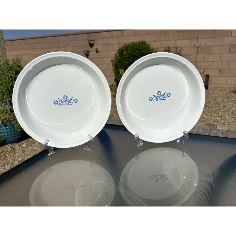 Set Of 2 Vintage Corning Ware Blue Cornflower Pie Plate 9